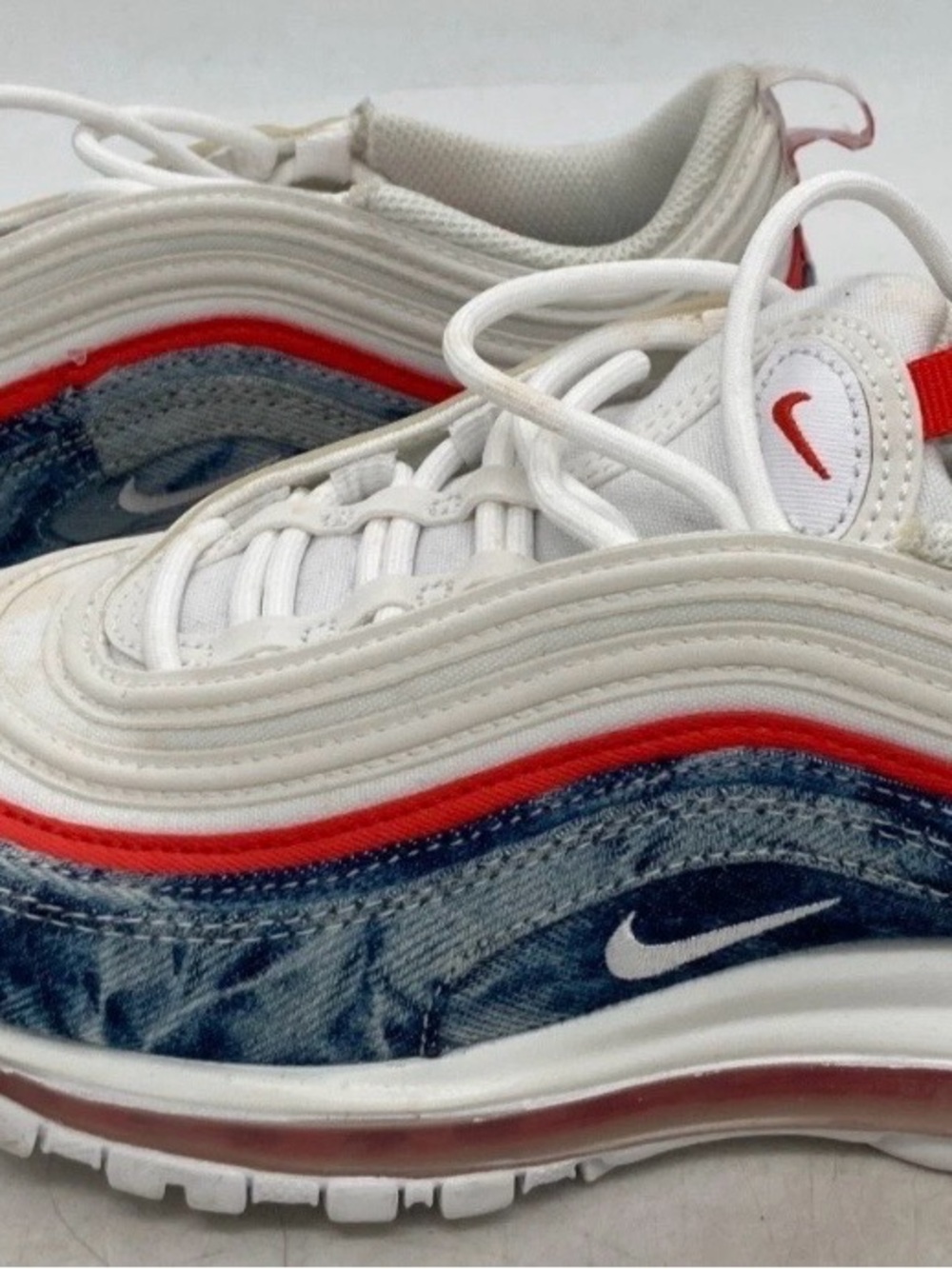 Nike Kids White, Red and Blue Denim-Style Air Max Sneakers